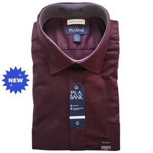 18.5 36/37 Dress Shirt Red Traditional Fit New Mens Nwt Size Wine Merlot Spread